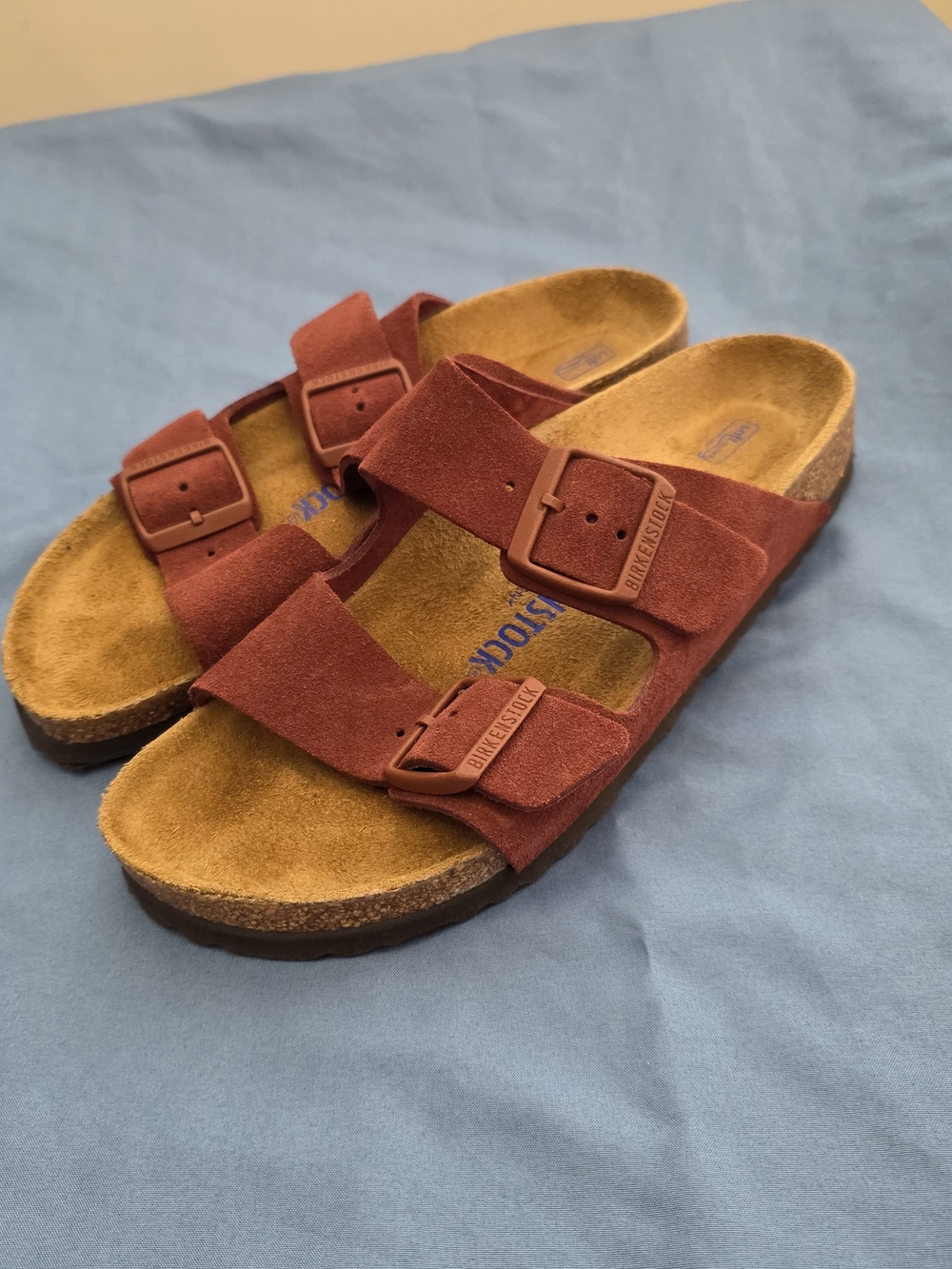 Birkenstock Arizona Soft Footbed Suede Sandals, Rust Red, Size 38